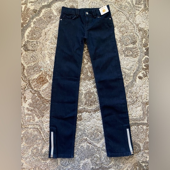 Gymboree Girls Jeans Size 12 New Zipper Dark Wash Denim School Pockets Straight - Picture 1 of 7